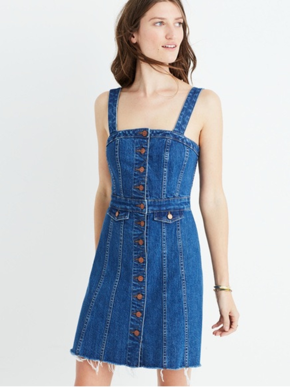Madewell Blue Denim Button-Front Dress